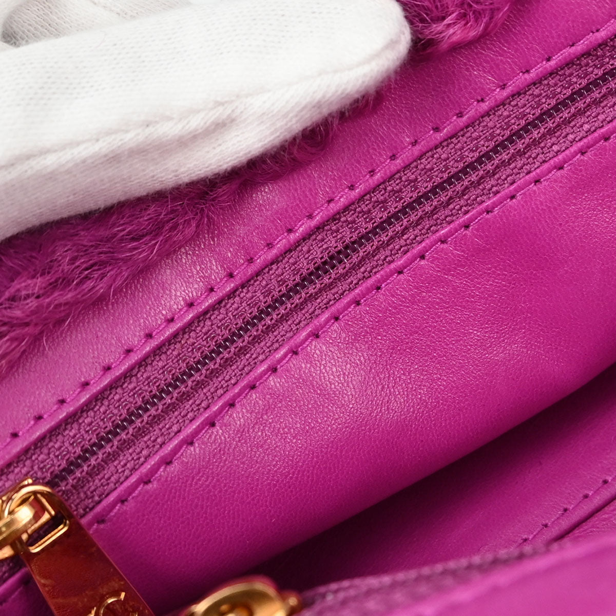 Chanel 2000-2001 Pink Persian Lamb Straight Flap Shoulder Bag