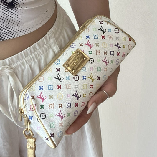 Louis Vuitton 2008 White Multicolor Kate Clutch Bag M55212