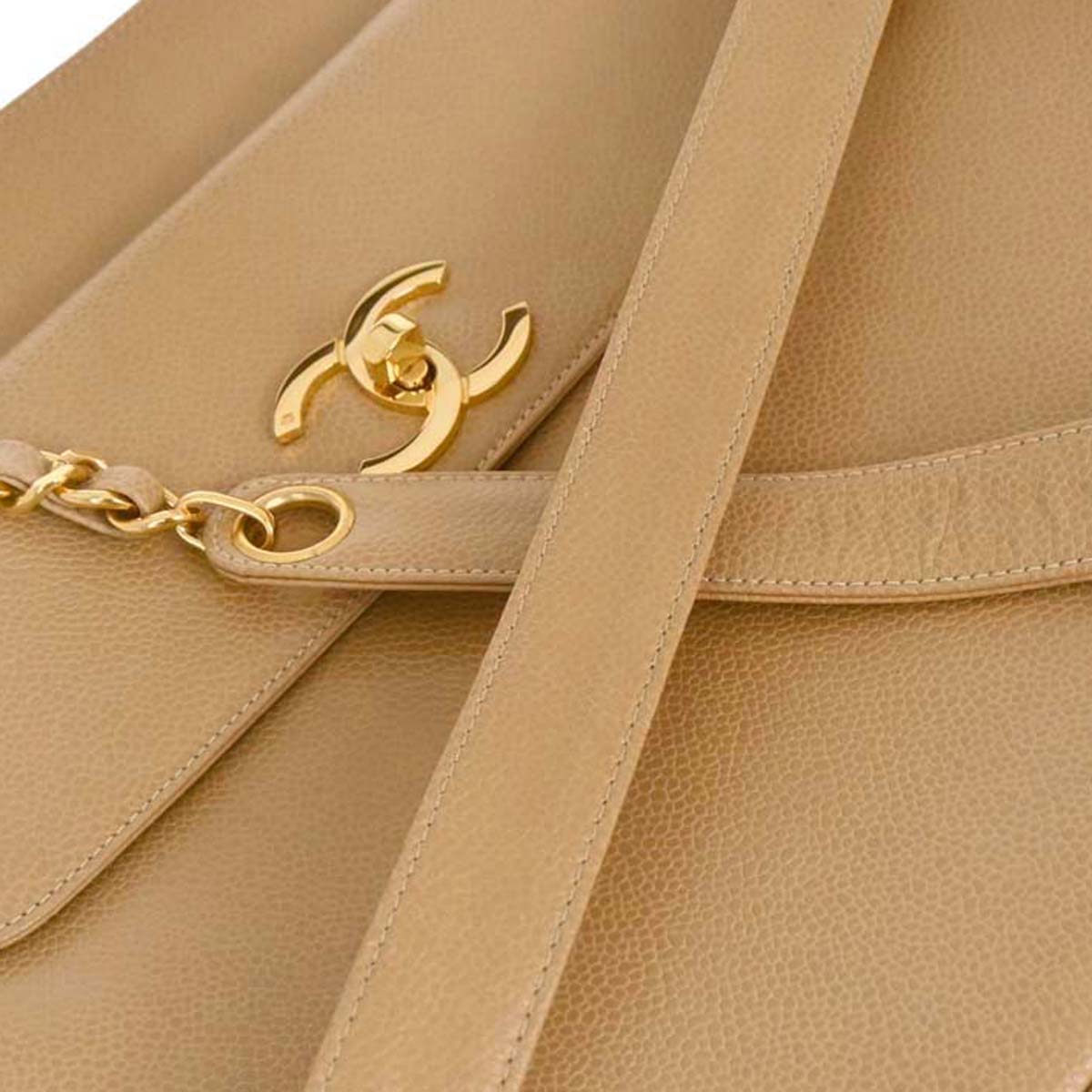 Chanel Beige Caviar Skin Shoulder Tote Bag