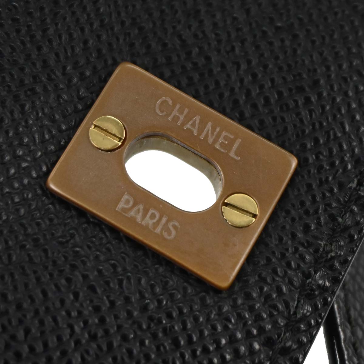 Chanel Black Caviar Skin Straight Flap Handbag