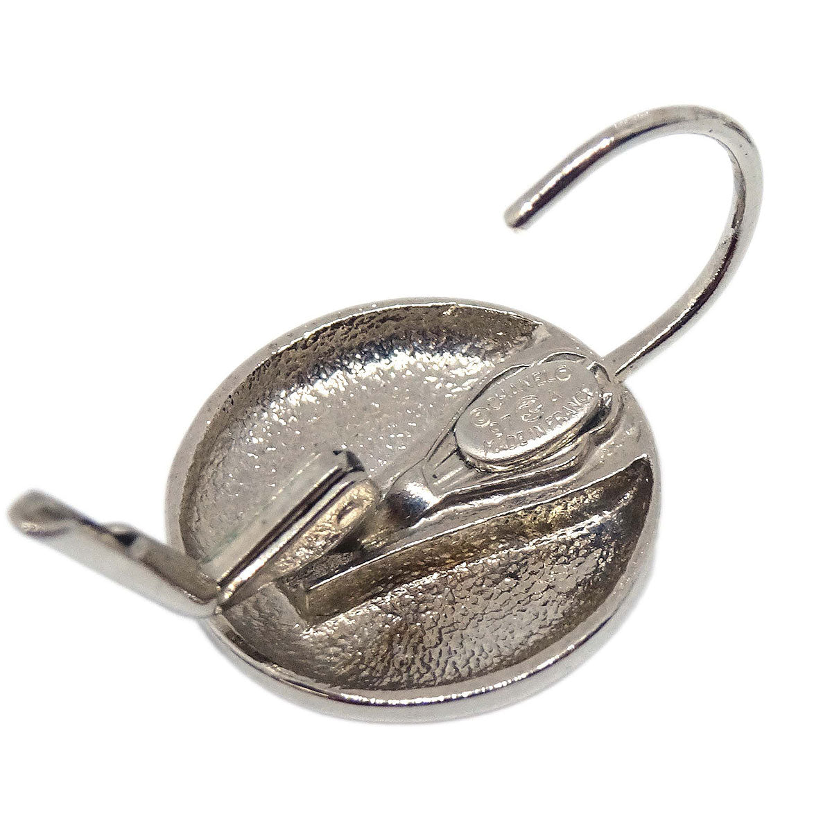 Chanel Button Pierced Earrings Silver 97A