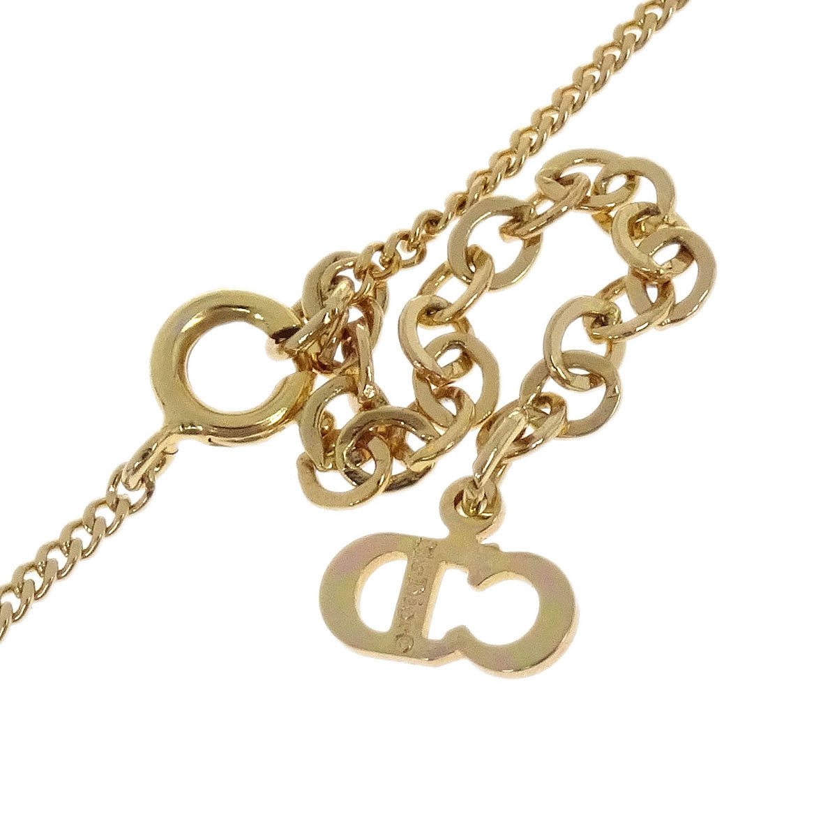 Christian Dior Necklace Pendant Gold Rhinestone