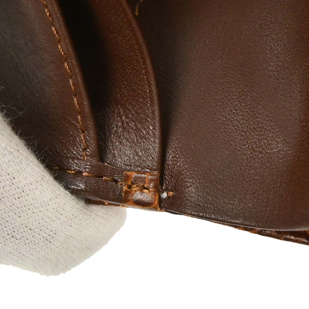 Yves Saint Laurent Brown Embossed Leather Wallet