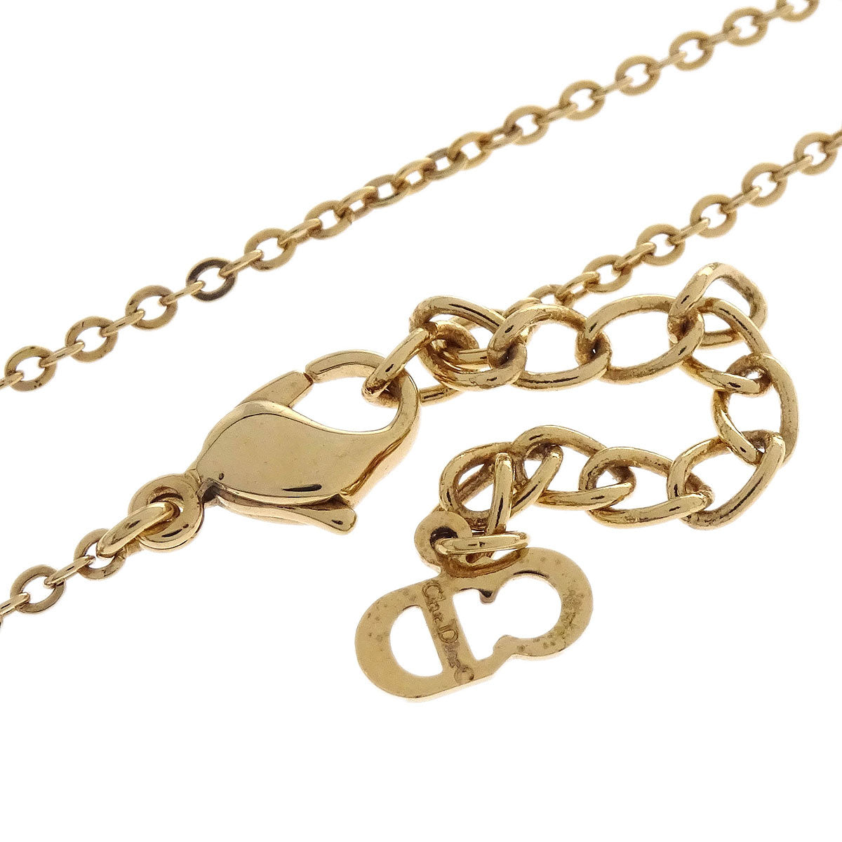 Christian Dior Necklace Pendant Gold Rhinestone