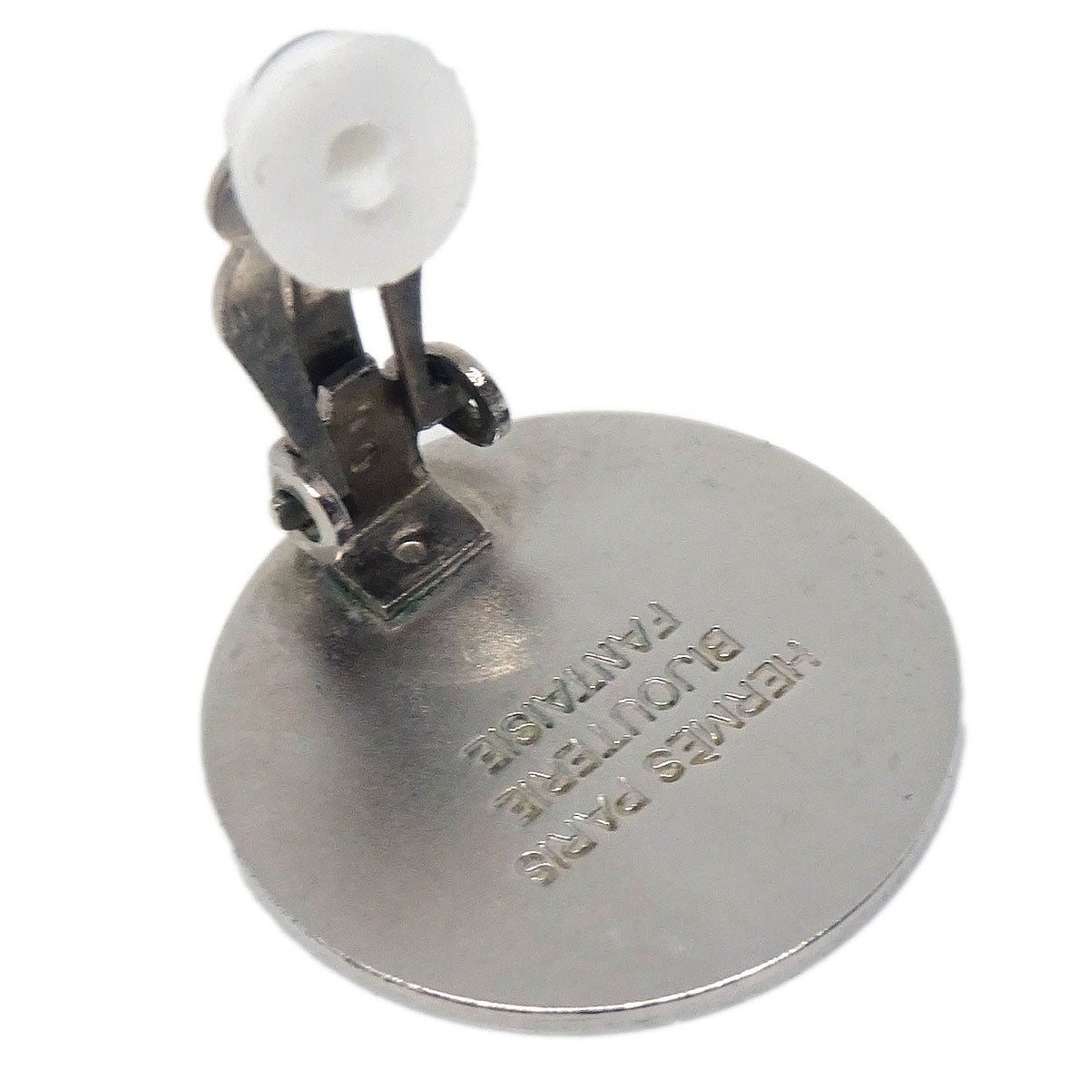 Hermes Bijouterie Fantaisie Clip-On Earrings Button Silver