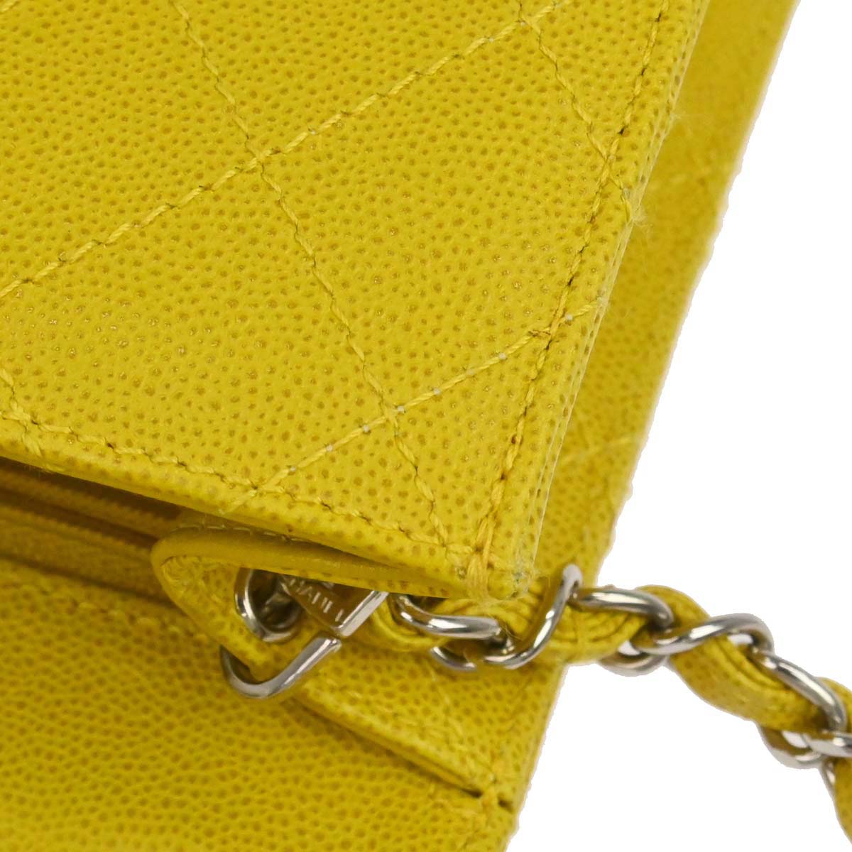 Chanel Yellow Caviar Skin Mini Classic Square Flap Shoulder Bag 17