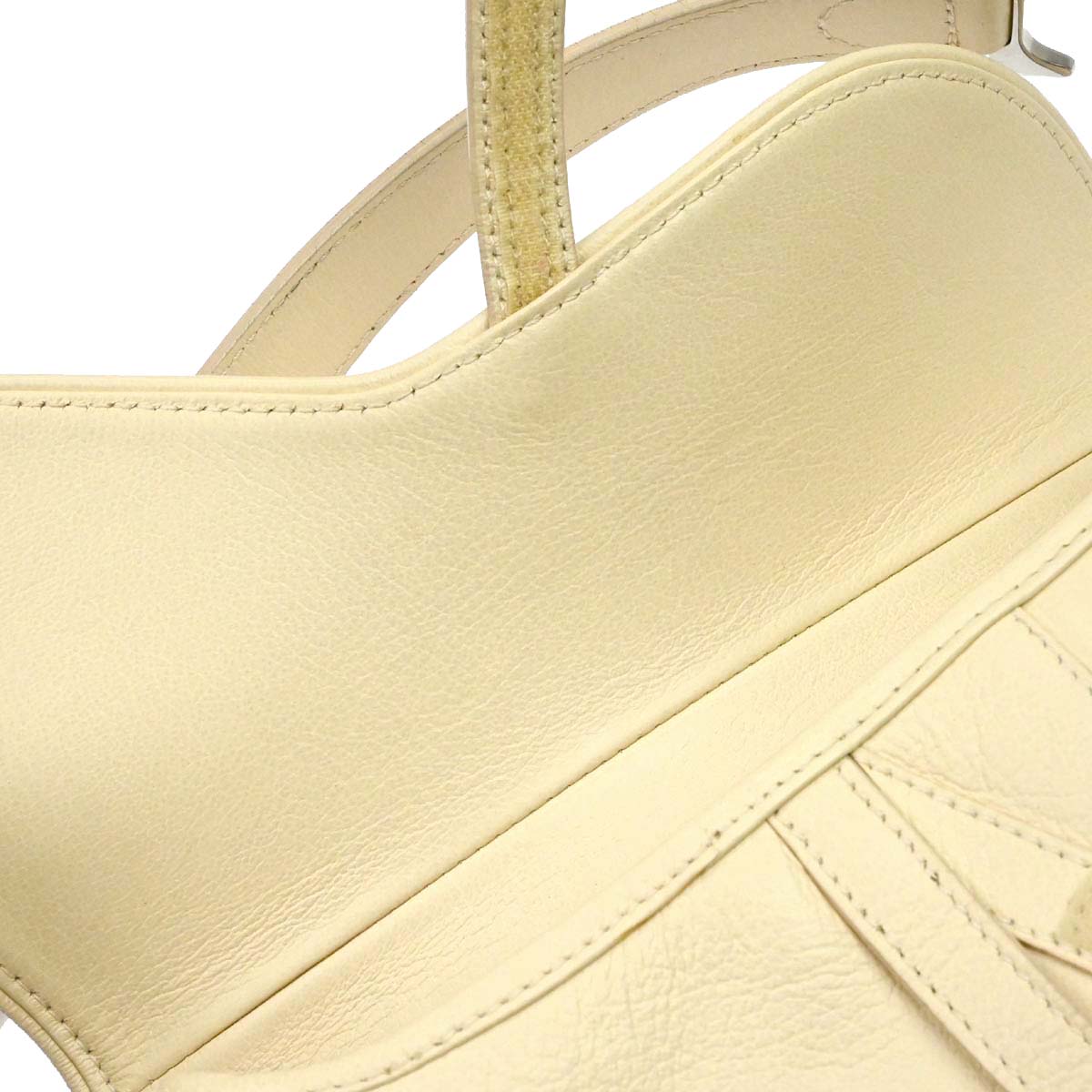 Christian Dior Ivory Leather Saddle Handbag