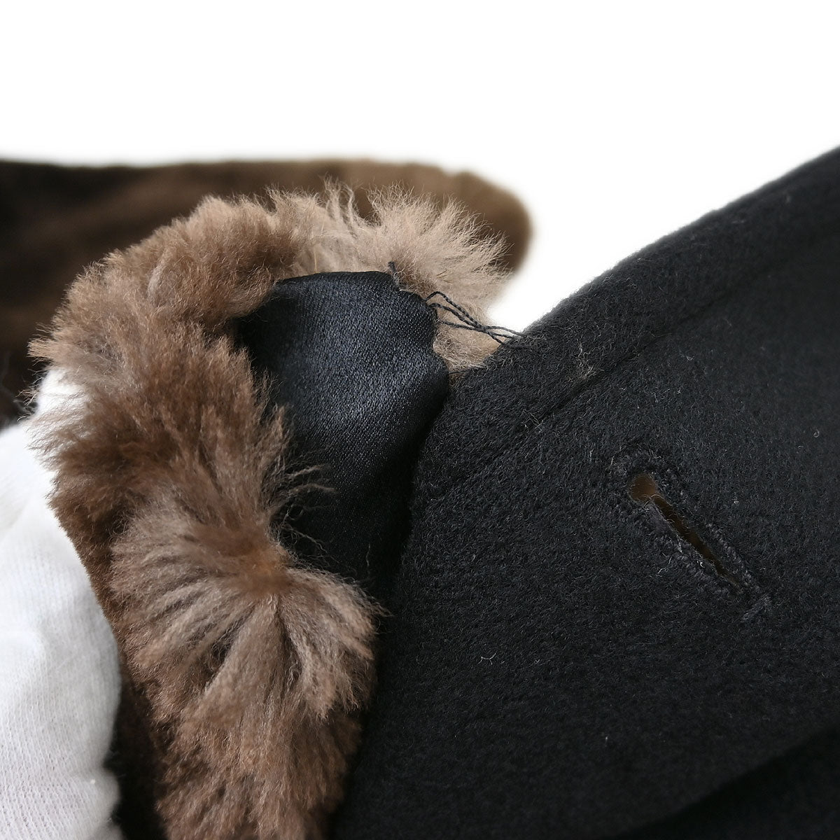Chanel 1997 Bieber Fur Collar Cashmere Coat #38