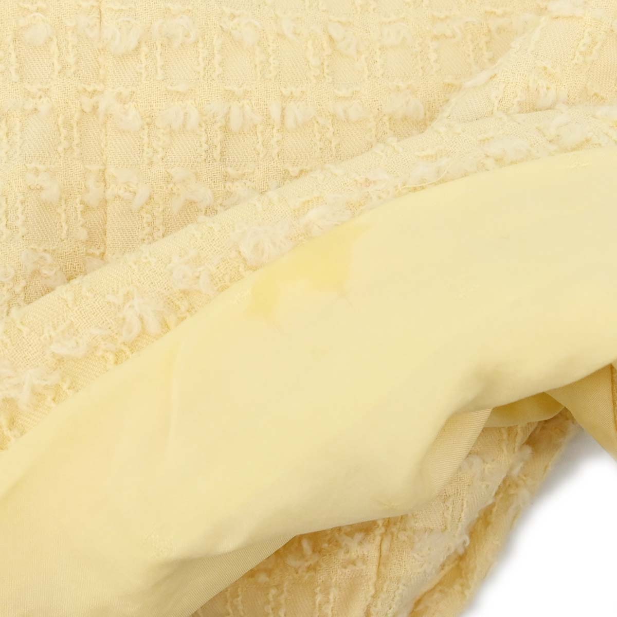 Chanel 1993 Setup Suit Jacket Skirt Tweed Yellow #38