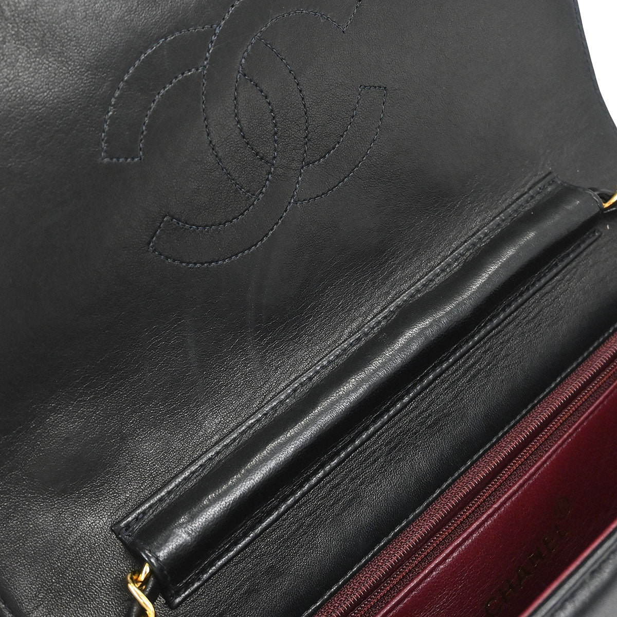 Chanel 1996-1997 Black Lambskin Pushlock Small Full Flap Shoulder Bag