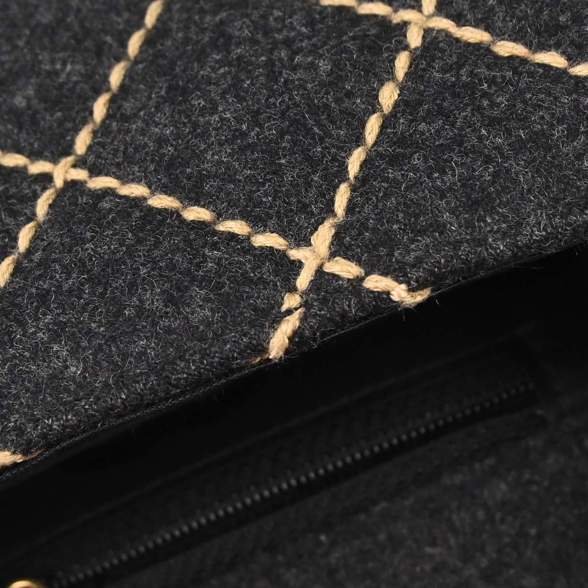 Chanel Gray Wool Mini Classic Square Flap Shoulder Bag