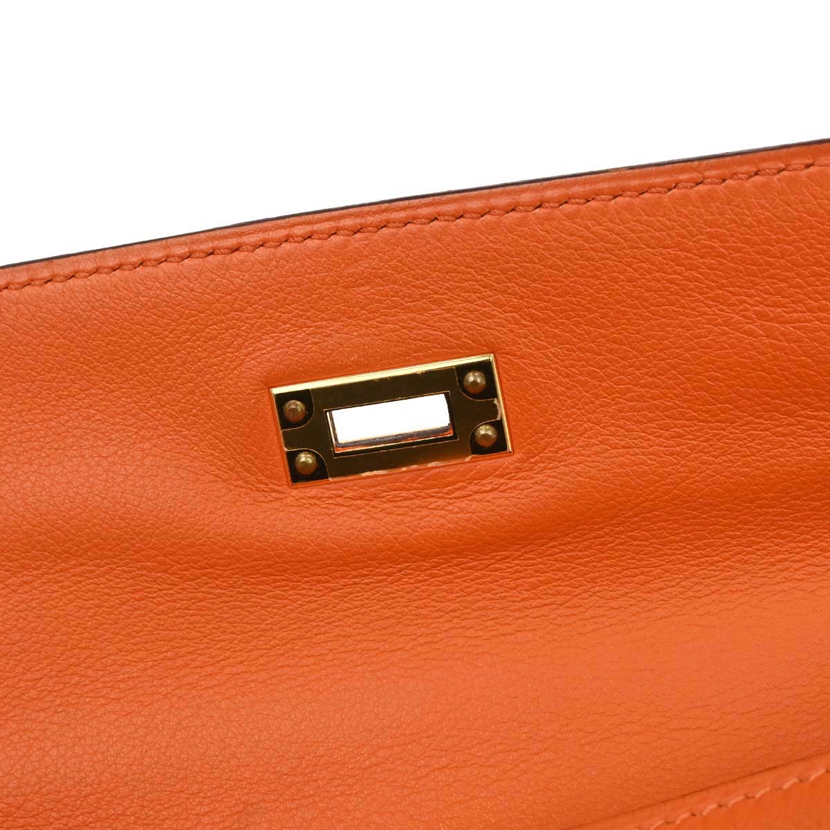 Hermes Orange Swift Kelly Pochette Handbag