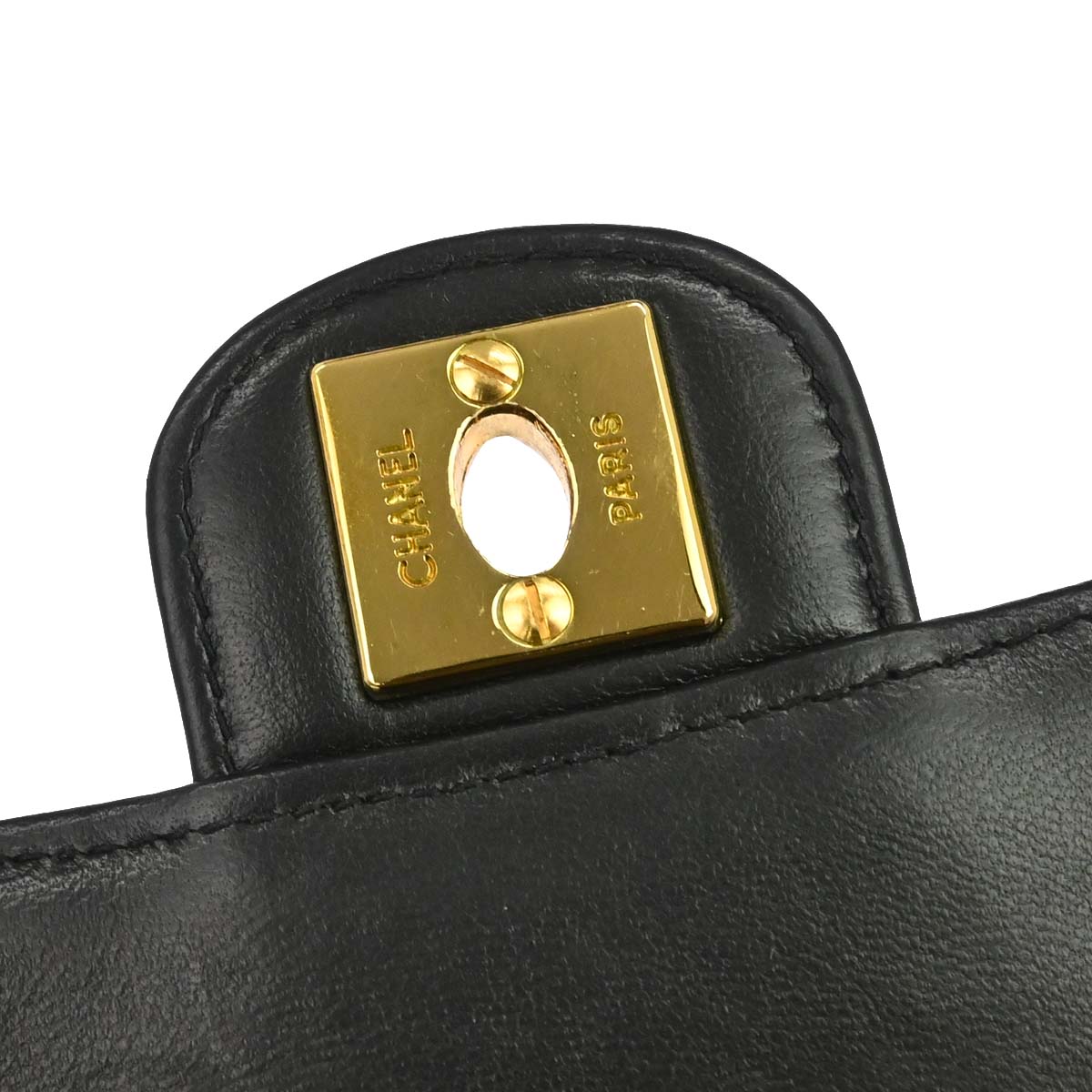 Chanel 1991-1994 Black Lambskin Top Handle Handbag