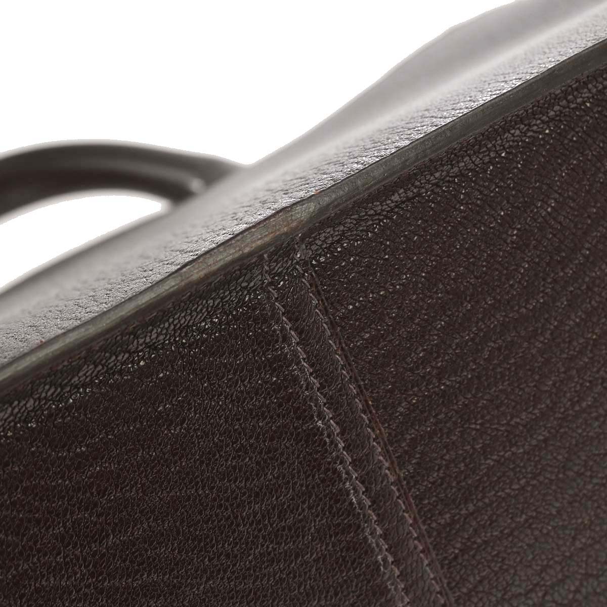 Hermes Chocolat Chevre Coromandel White Bus GM Tote Bag