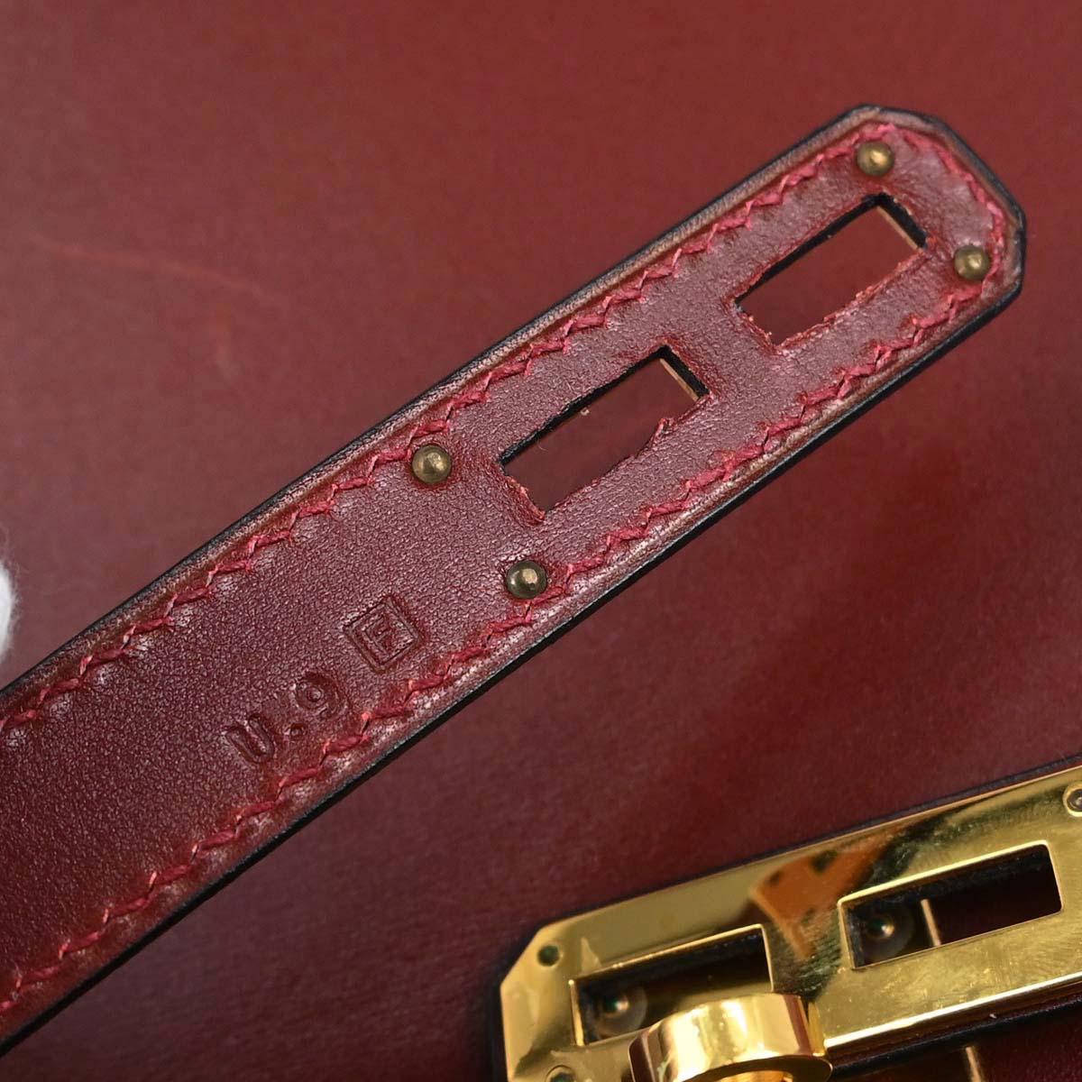 Hermes Rouge H Box Calf Kelly Depeche 38 Business Handbag