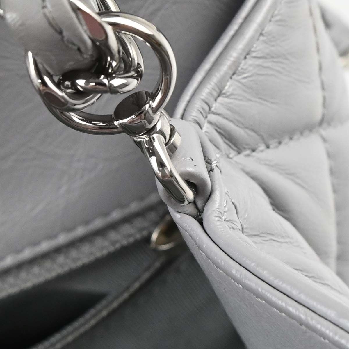 Chanel 2019 Gray Calfskin Around Chain Shoulder Bag