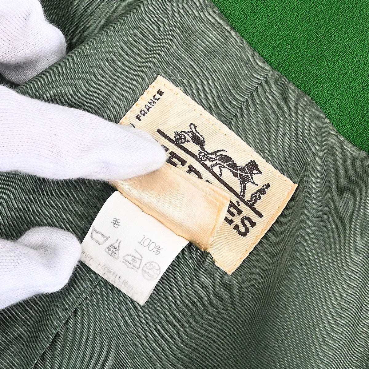 Hermes Collarless Jacket Green #40