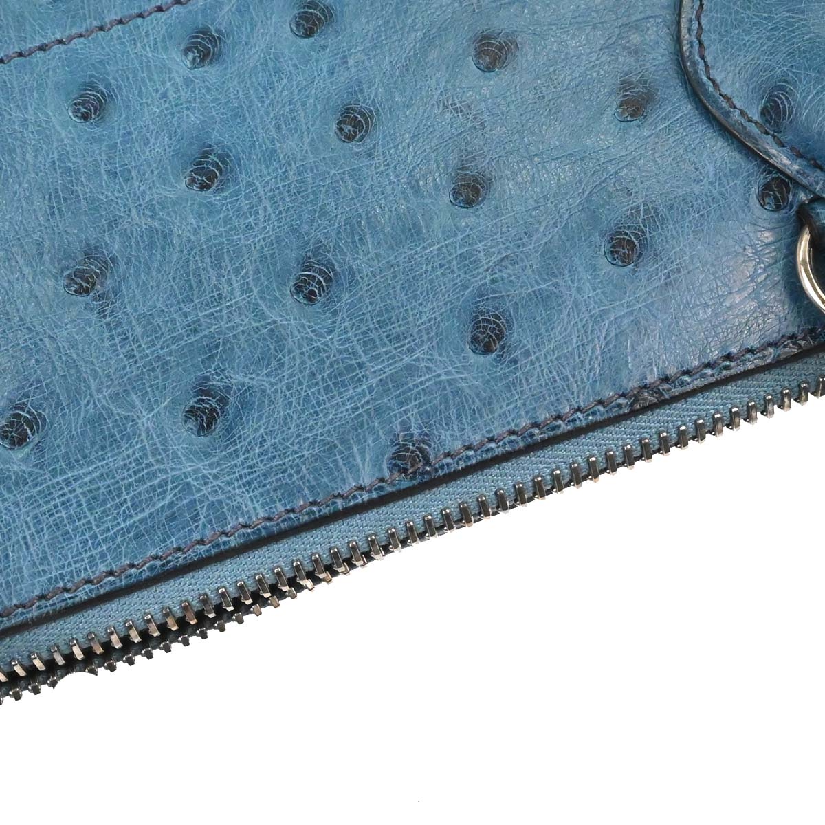 Hermes * Blue Jean Ostrich Bolide 27 2way Shoulder Handbag