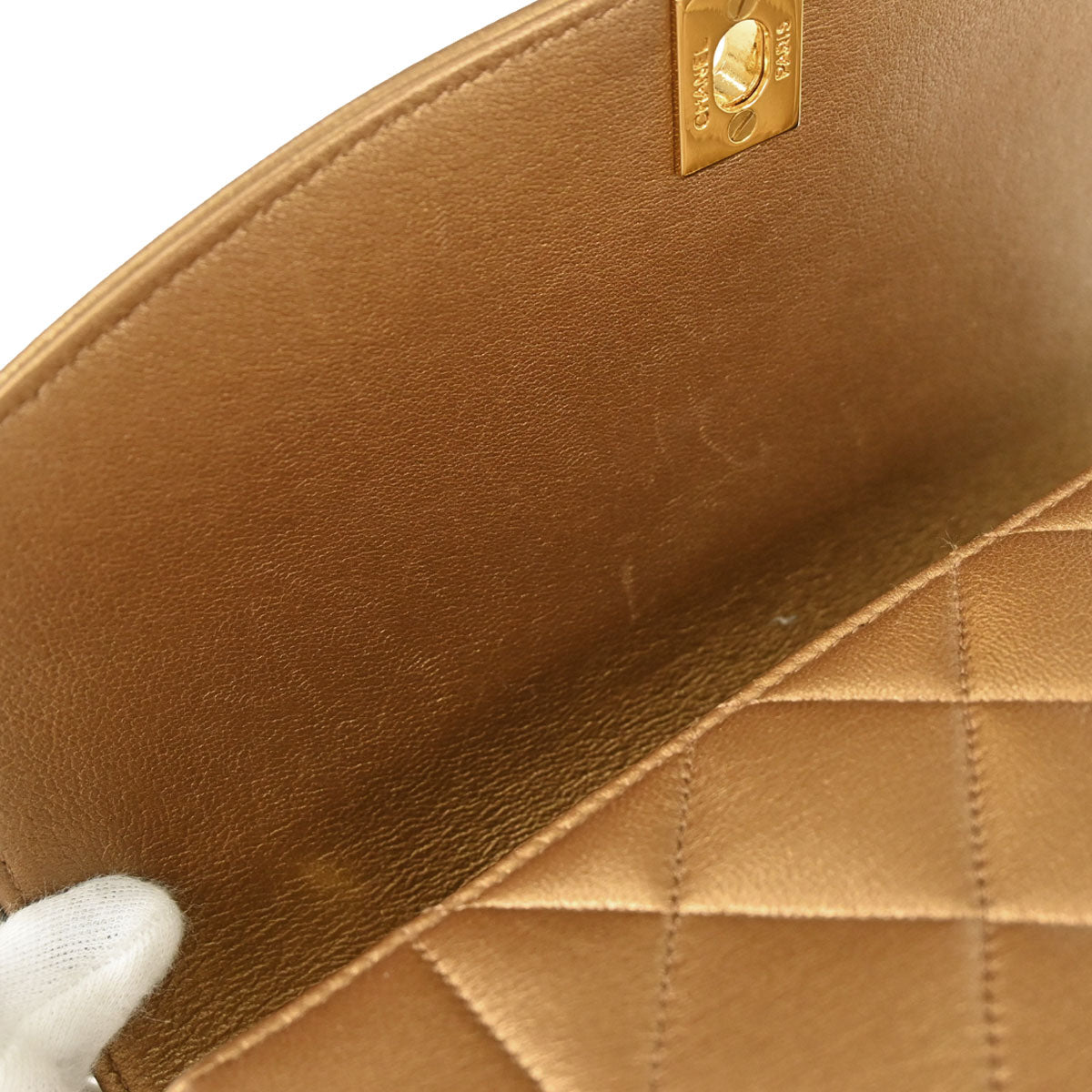 Chanel 1991-1994 Metallic Bronze Lambskin Small Diana Shoulder Bag