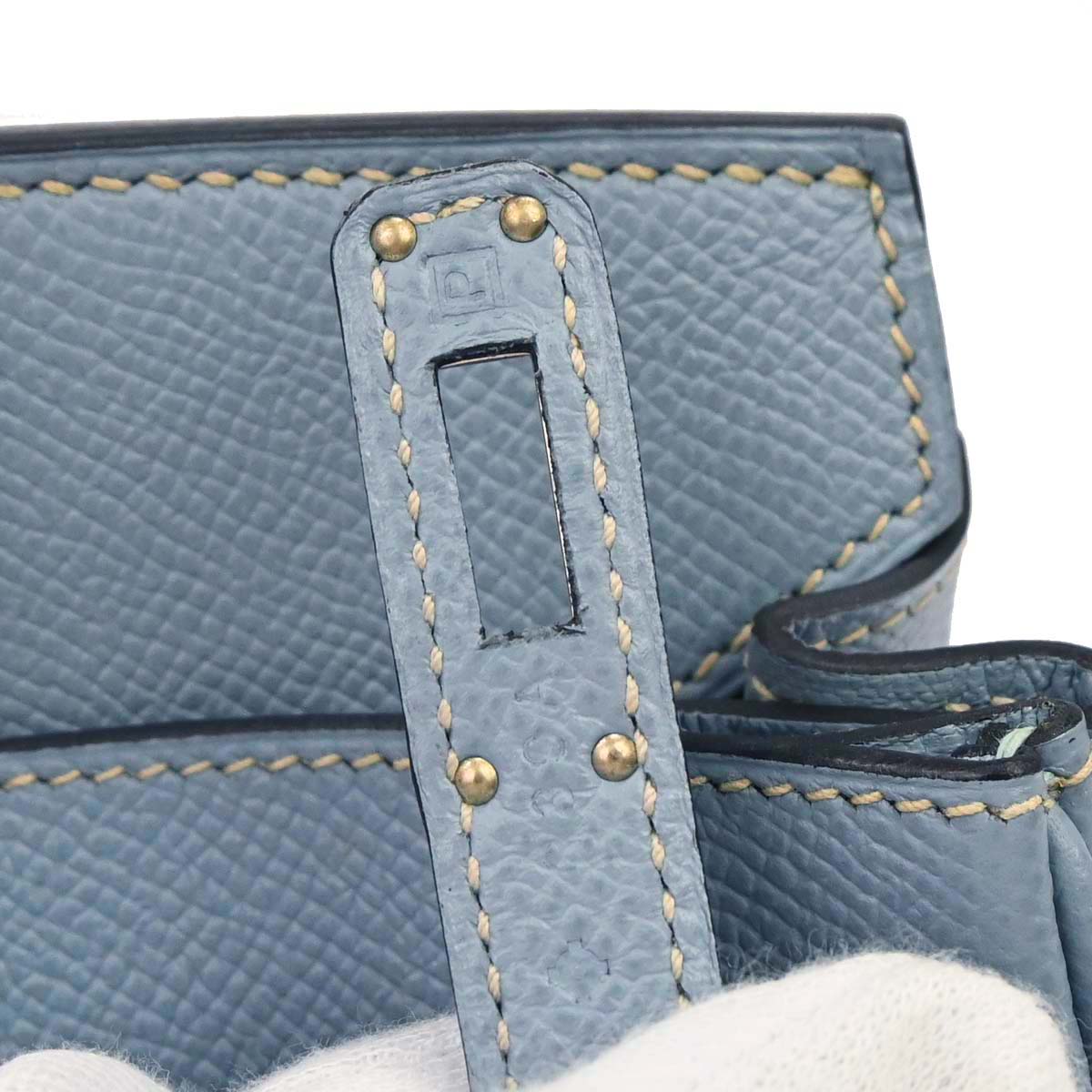 Hermes Blue Lin Epsom Birkin 25 Handbag