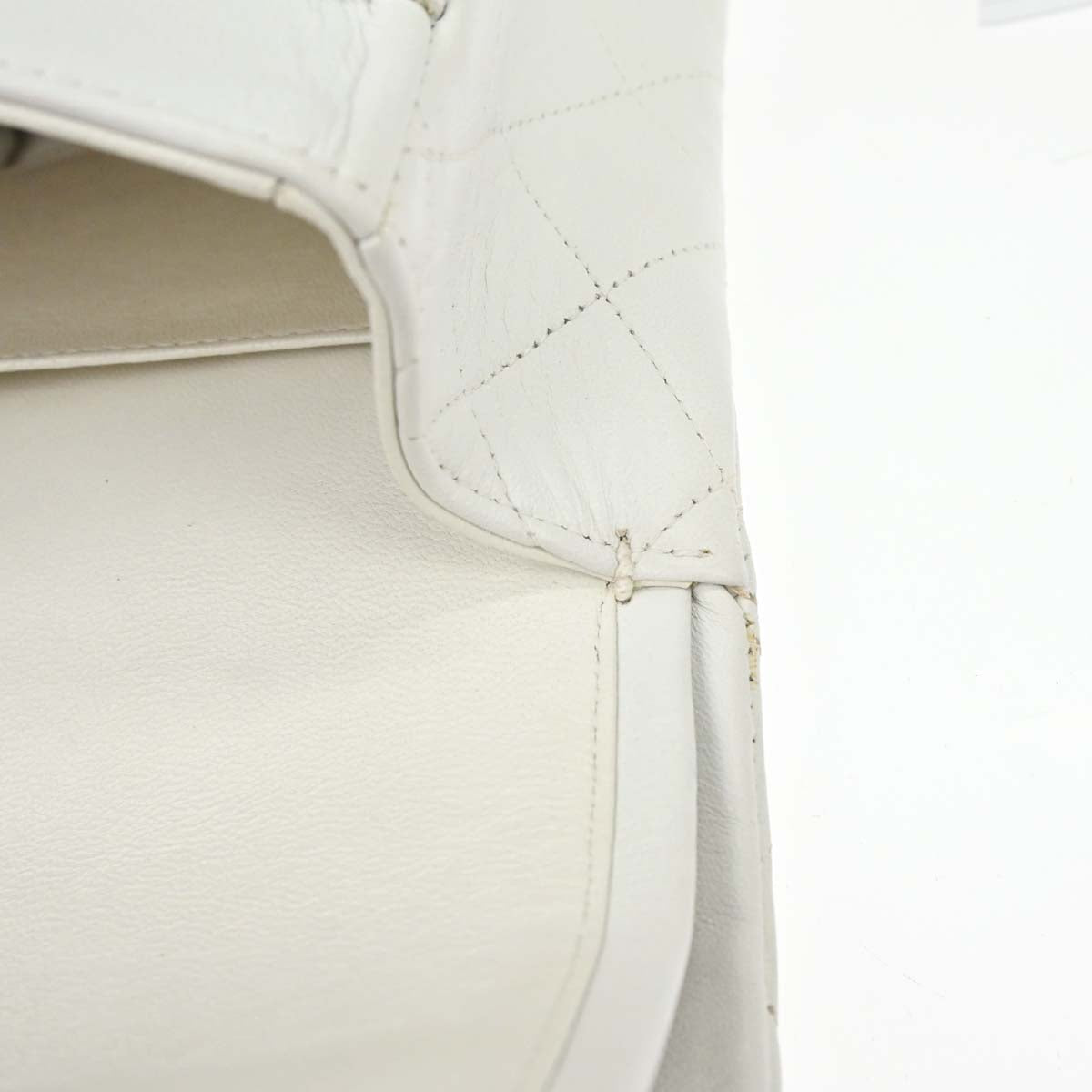 Chanel 1991-1994 White Lambskin Medium Classic Double Flap Shoulder Bag