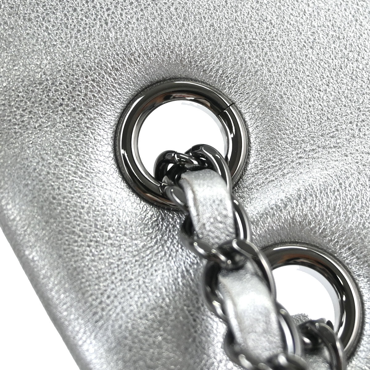 Chanel 2014 Silver Perforated Lambskin Handbag
