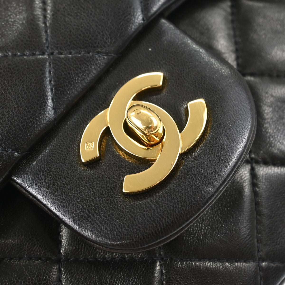 Chanel 1991-1994 Black Lambskin Small Classic Double Flap Shoulder Bag
