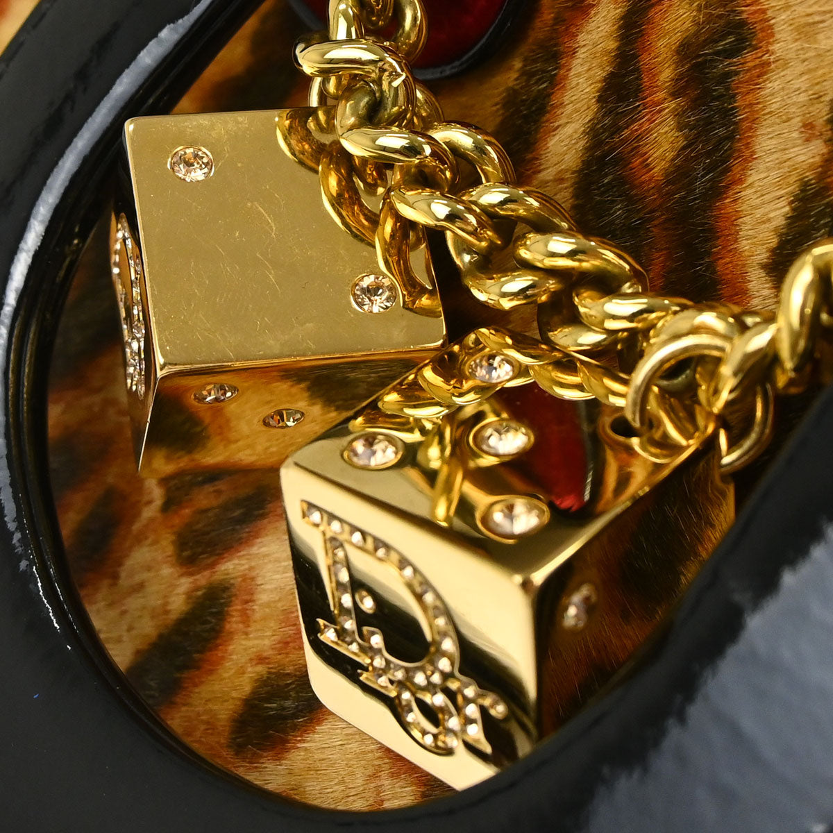 Christian Dior Brown Pony Hair Gambler Dice Handbag