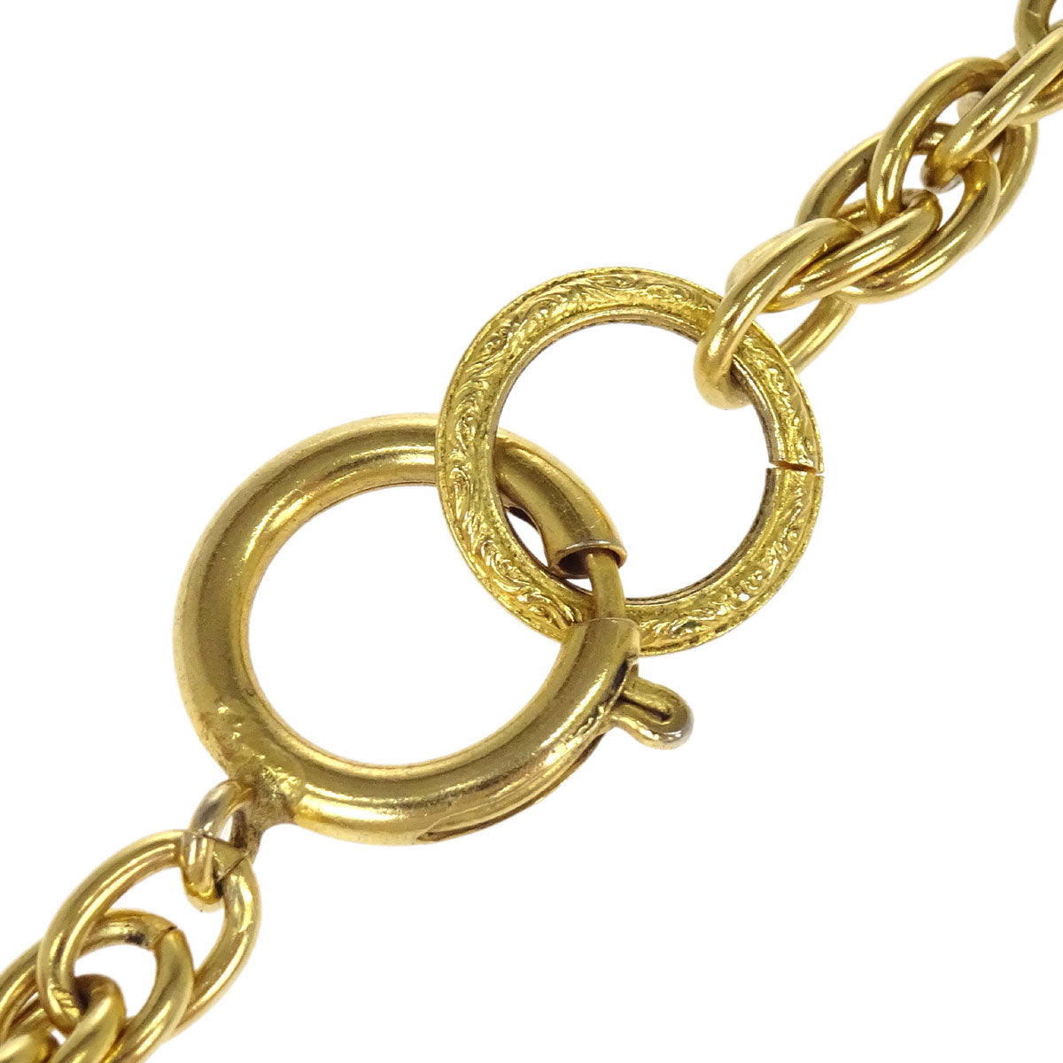 Chanel CC Chain Pendant Necklace Gold Rhinestone