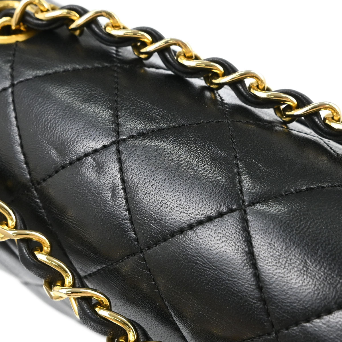 Chanel 1989-1991 Black Lambskin Medium Classic Double Flap Shoulder Bag