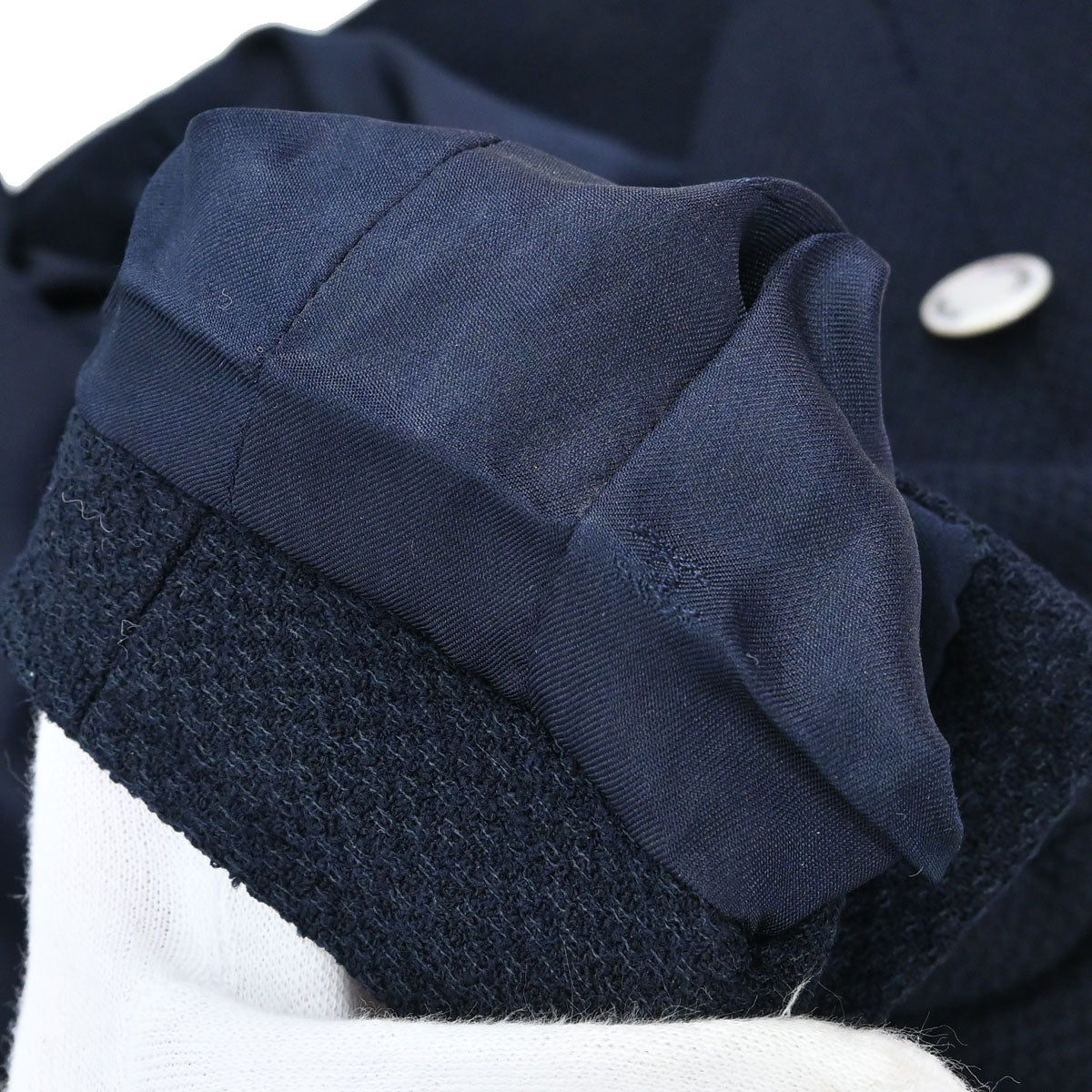 Chanel 1997 Collarless Tweed Jacket Navy #36