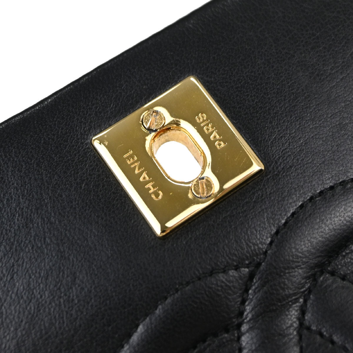 Chanel Black Lambskin Turnlock Mini Full Flap Shoulder Bag