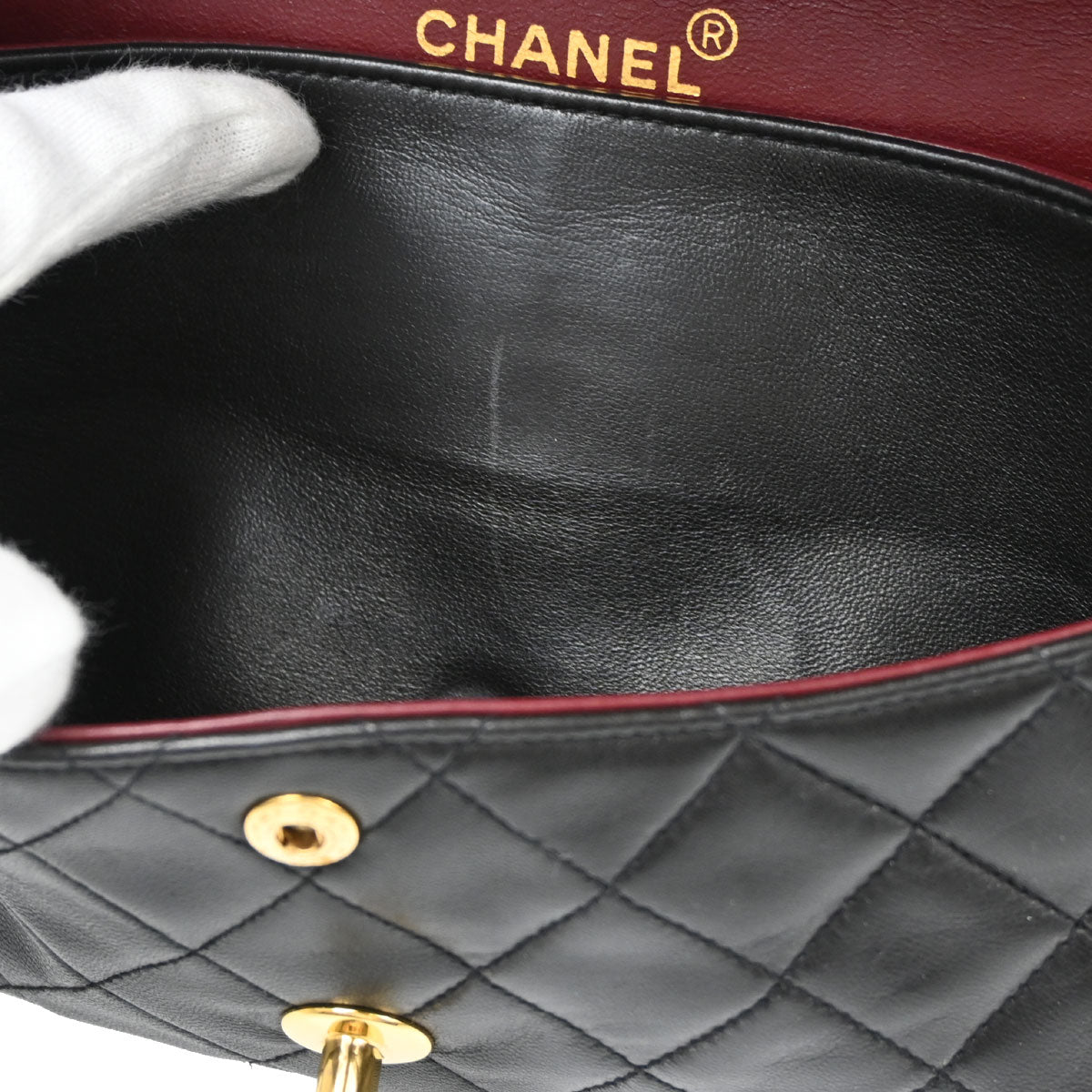 Chanel Black Lambskin Small Double Flap Shoulder Bag