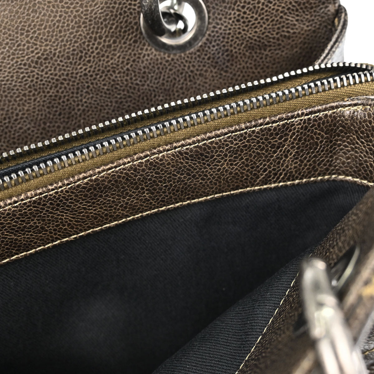 Chanel Brown Caviar Skin Tote Chain Handbag