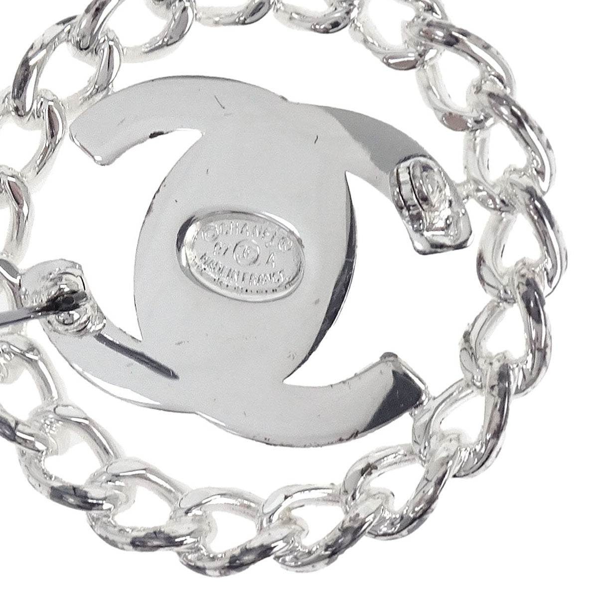 Chanel CC Turnlock Brooch Pin Silver 97A