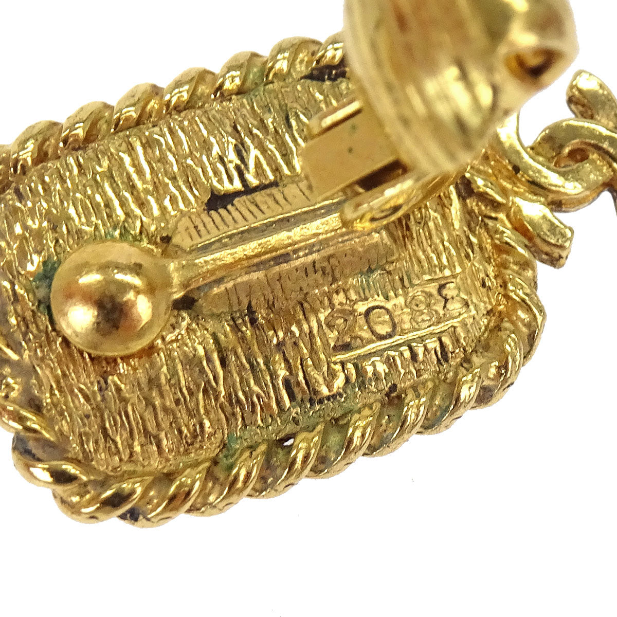 Chanel Rectangle CC Clip-On Earrings Gold Gripoix 2088