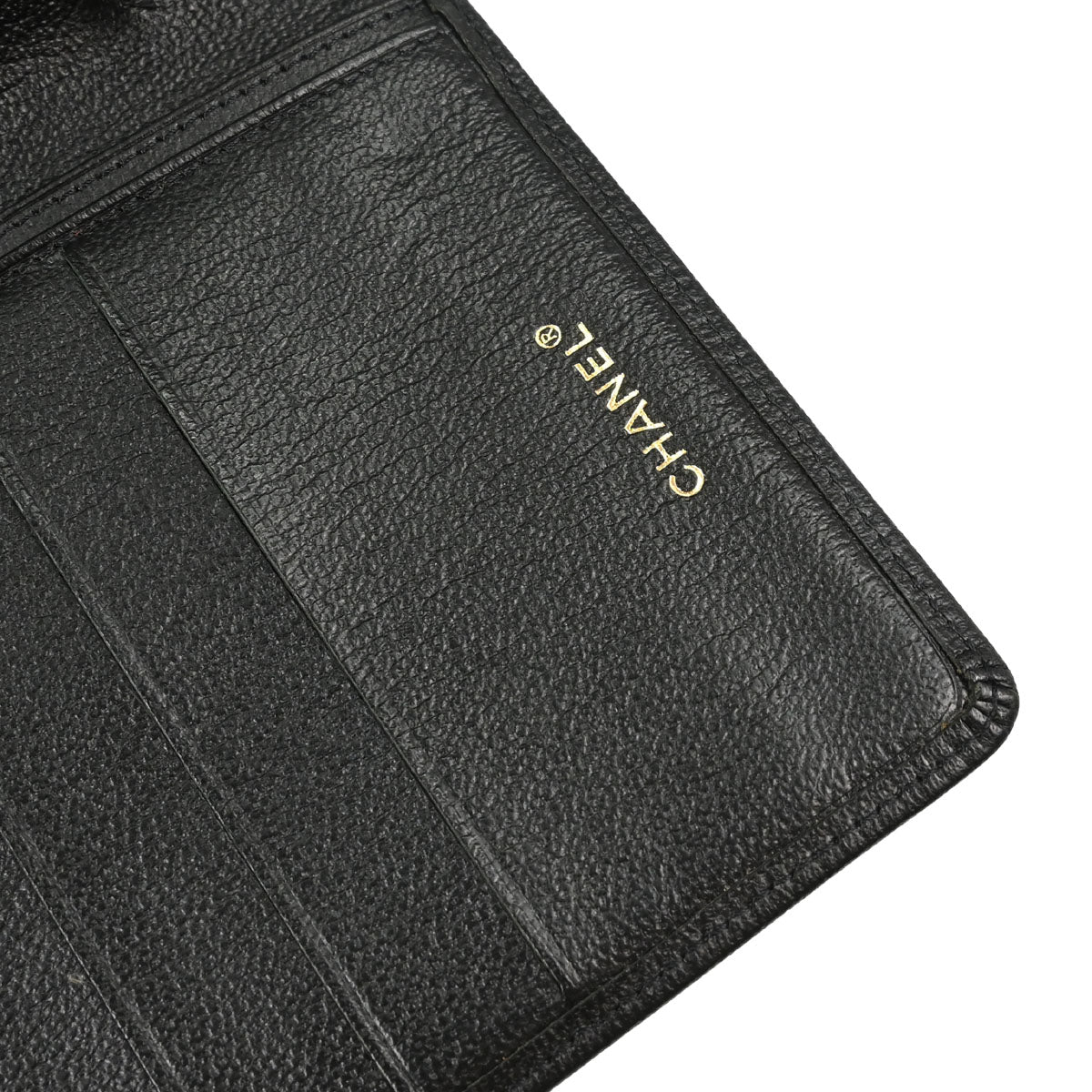 Chanel 1997-1999 Bifold Wallet Purse Black Calfskin