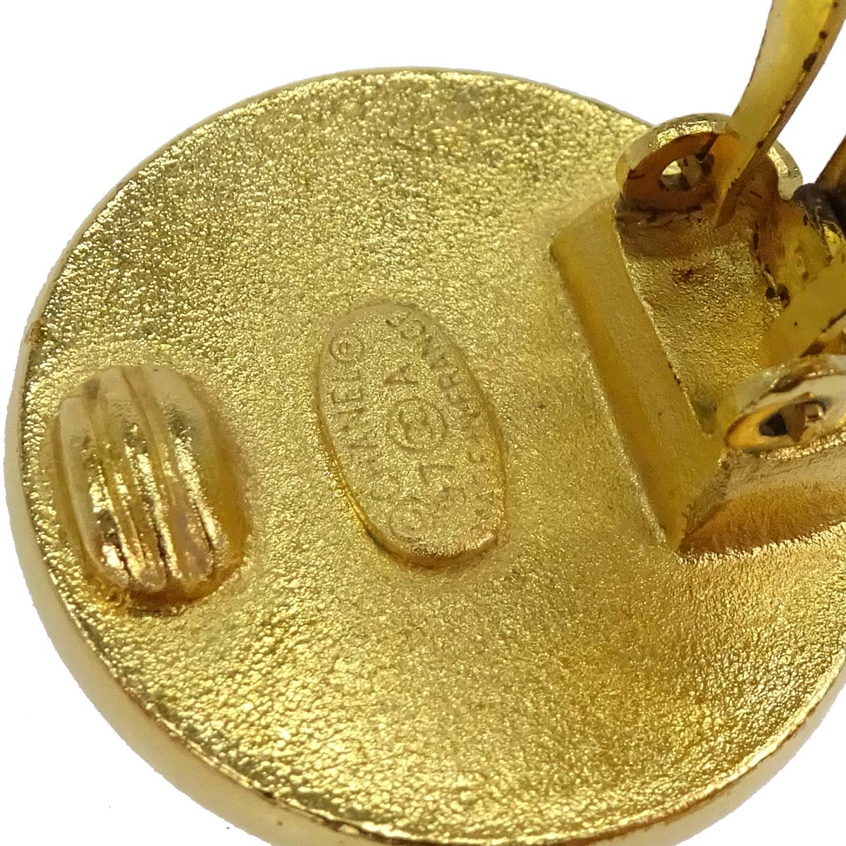 Chanel Button Clip-On Earrings Gold 97A