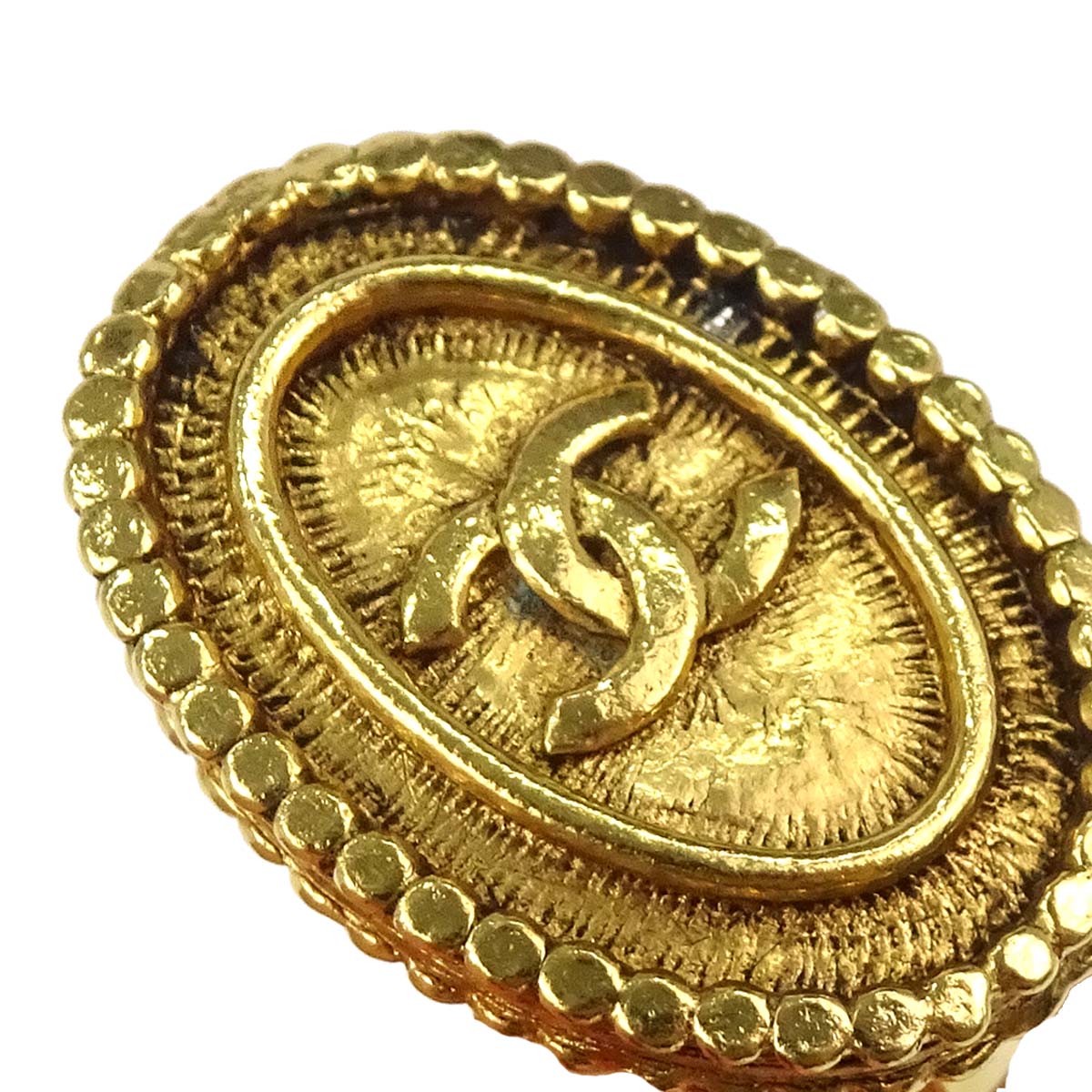 Chanel Oval Clip-On Earrings Gold 2089