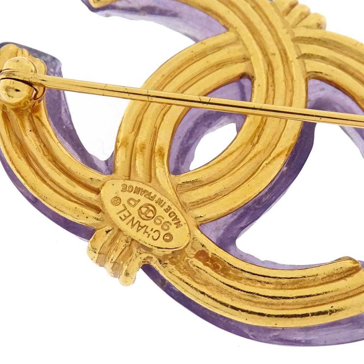 Chanel CC Brooch Pin Purple Acrylic 99P