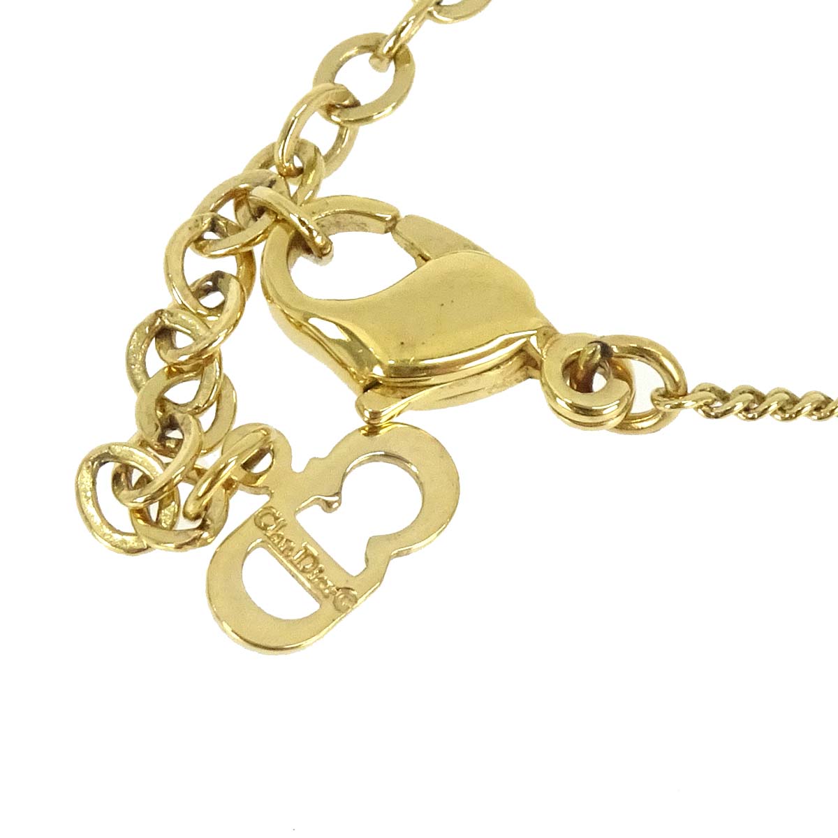 Christian Dior Necklace Pendant Gold Rhinestone