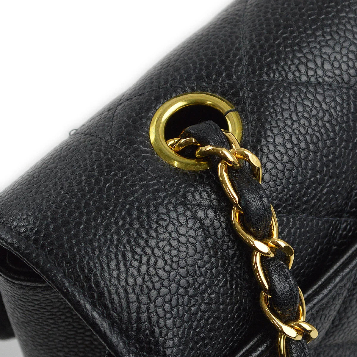 Chanel 1997-1999 Black Caviar Medium Diana Shoulder Bag