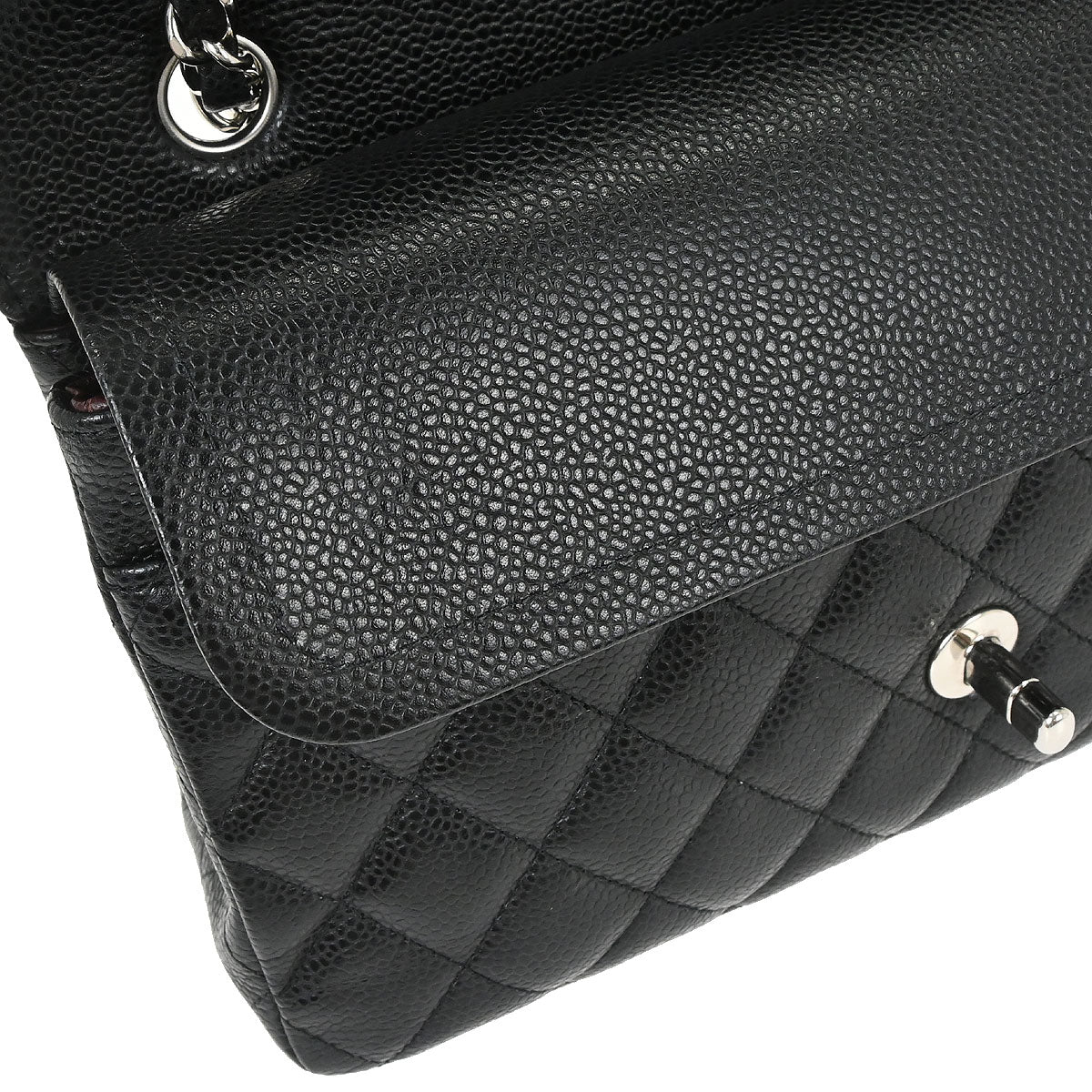Chanel Black Caviar Skin Medium Classic Double Flap Shoulder Bag