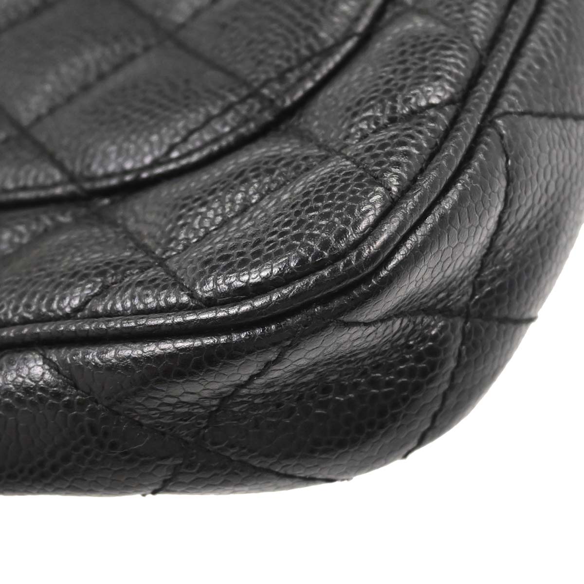 Chanel 2002-2003 Black Caviar Skin Chain Handbag