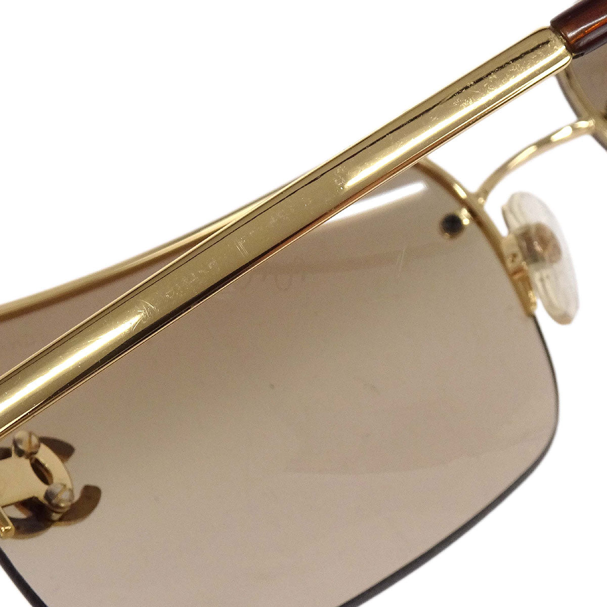 Chanel Sunglasses Eyewear Brown Rhinestone 62□15 Small Good