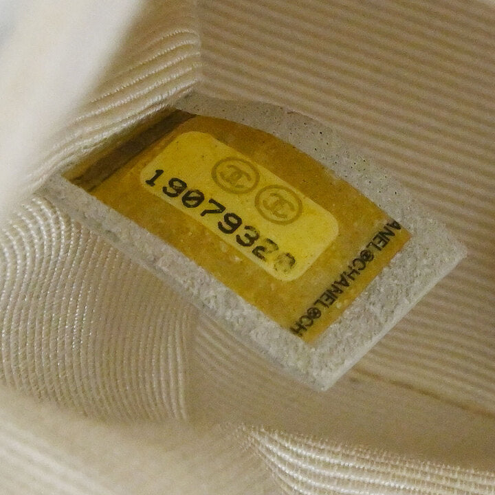 Chanel 2014 White Canvas Medium Classic Double Flap Shoulder Bag