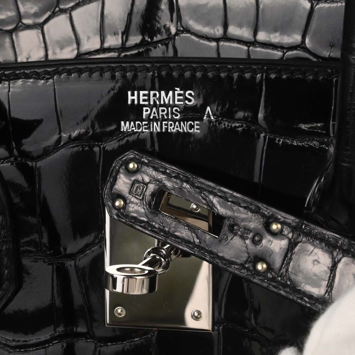 Hermes * Black Porosus Birkin 35 Handbag