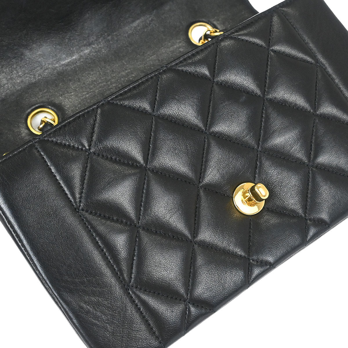 Chanel 1996-1997 Black Lambskin Small Diana Shoulder Bag