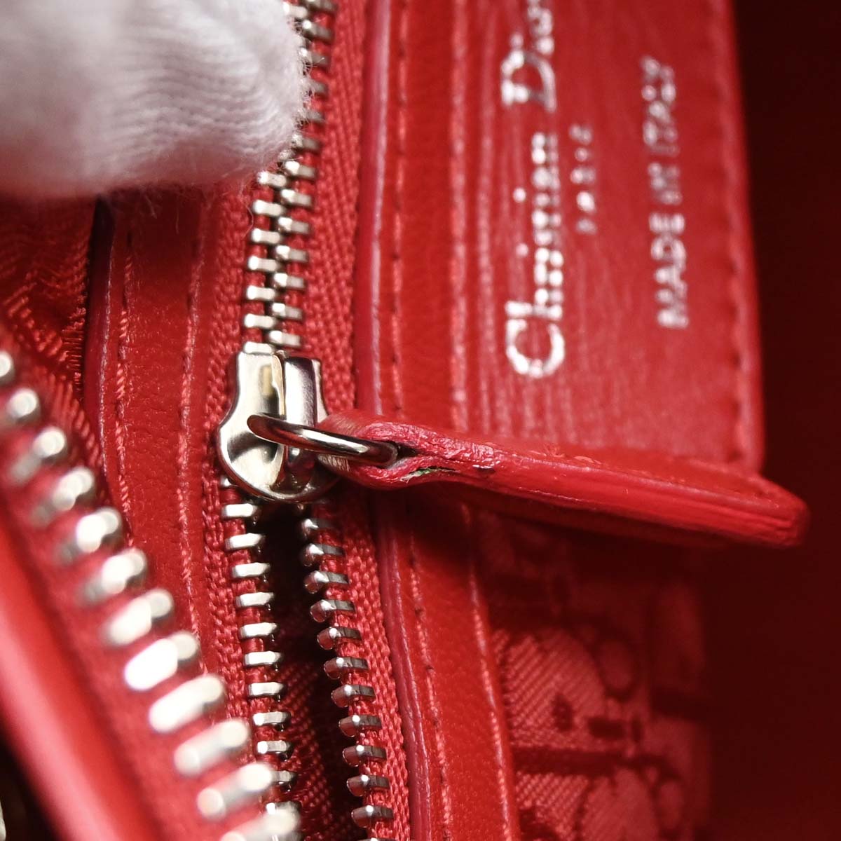 Christian Dior Red Lambskin Medium Lady Dior Cannage 2way Shoulder Handbag