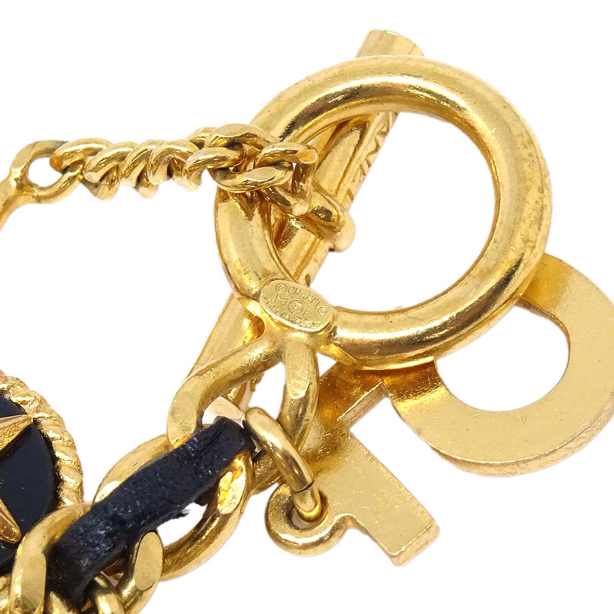 Chanel Icon Bracelet Gold Black Costume Pearl 96P